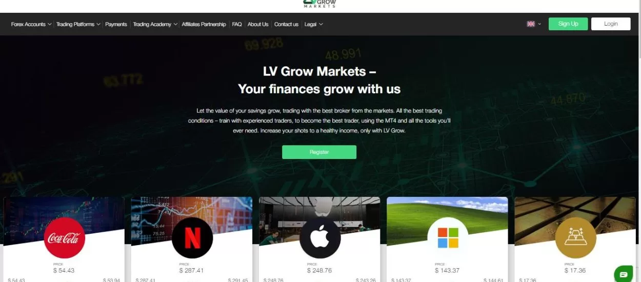 LV Grow Markets Broker Website